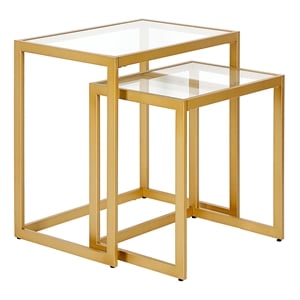 Henn&Hart 22&quot Brass Metal/Glass Side Table