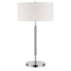 henn&hart two tone metal table lamp in nickel with drum shade