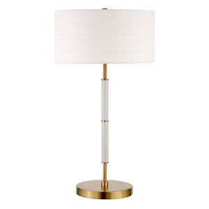 henn&hart two tone metal table lamp in brass with drum shade