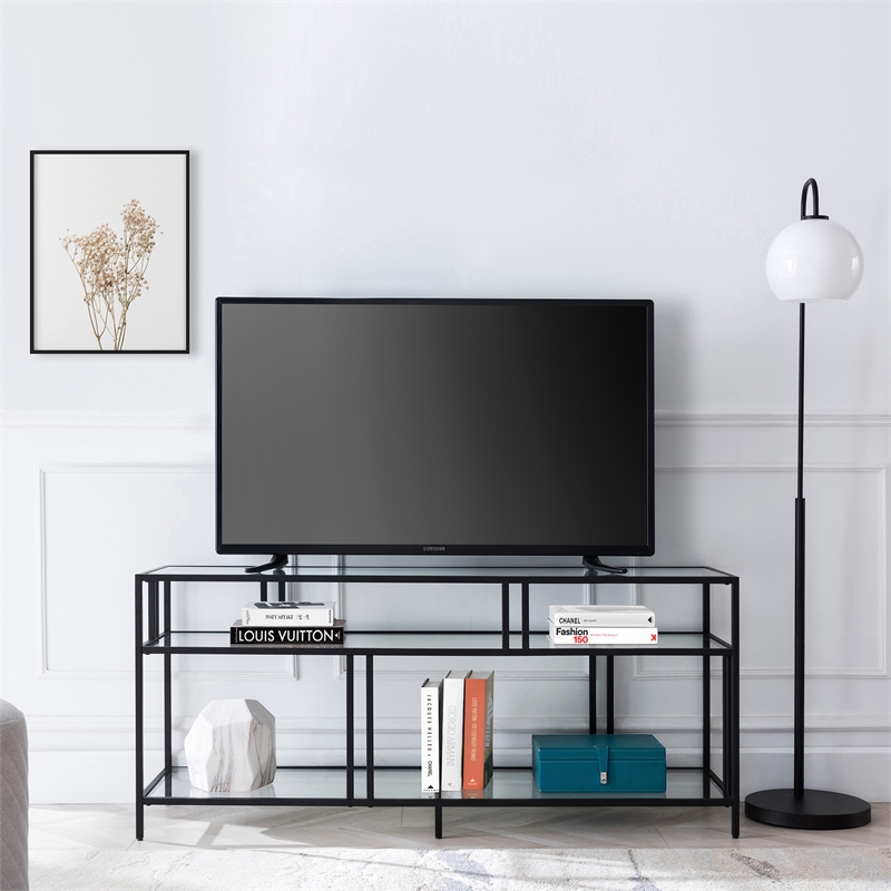 Henn&Hart Metal and Glass TV Stand For TVs Upto 55