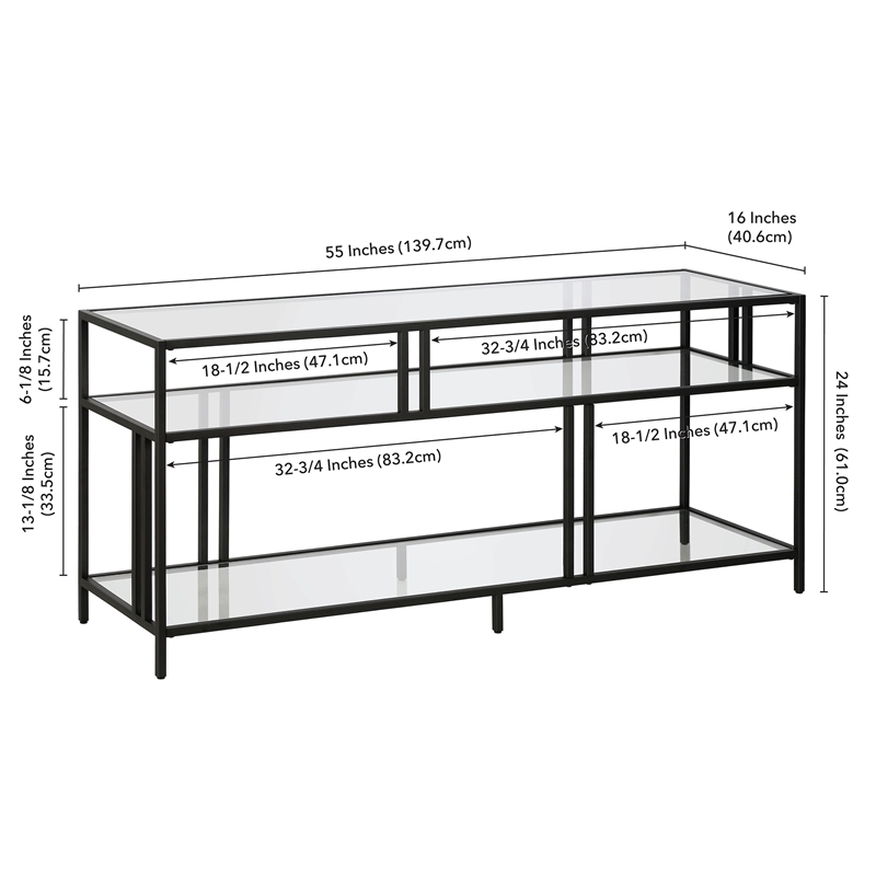 Henn&Hart Metal and Glass TV Stand For TVs Upto 55