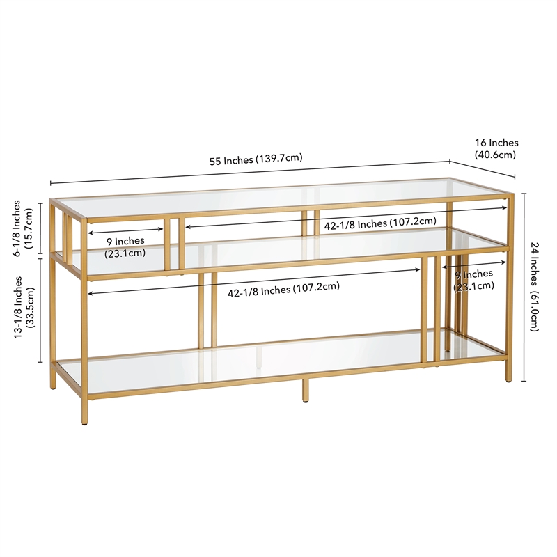 Henn Hart 55 Brass Metal Glass TV Stand Cymax Business