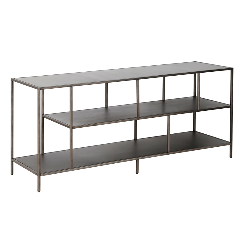 Henn Hart 55 Metal Aged Steel And Gray Streamlined Tv Stand With Metal Shelves Tv0589