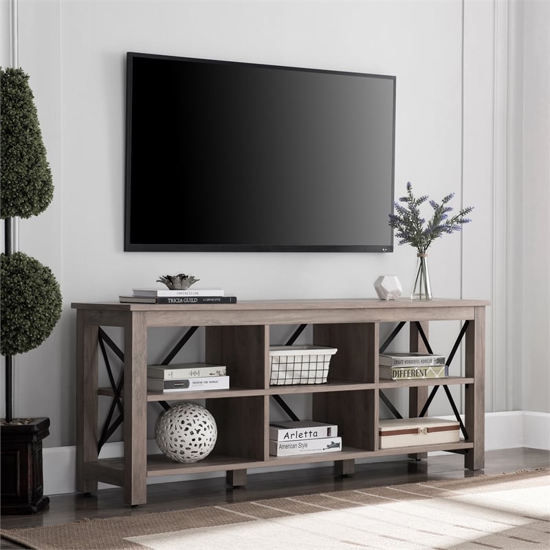 Henn&Hart Metal and Wood TV Stand For TVs Upto 58
