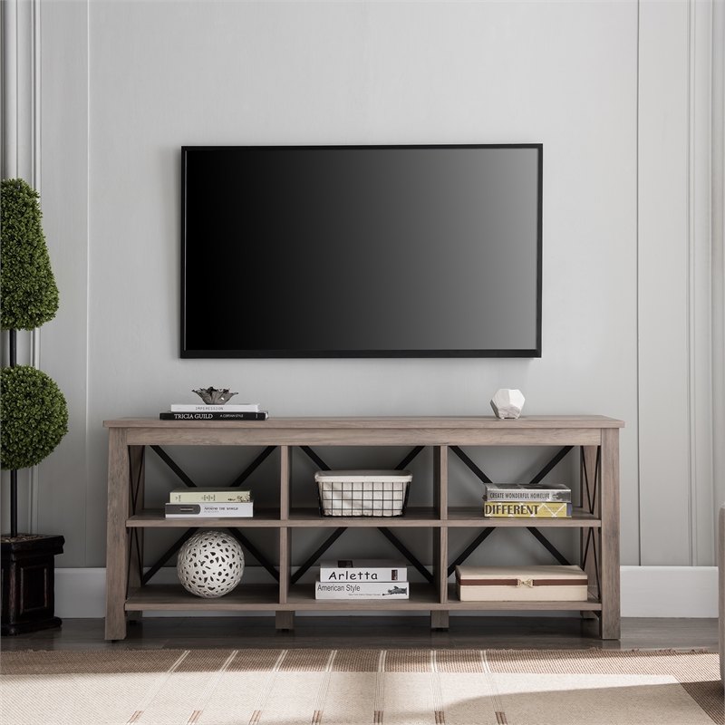 Henn&Hart Metal and Wood TV Stand For TVs Upto 58
