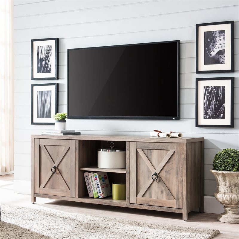 Henn&Hart Wood TV Stand For TVs Upto 58