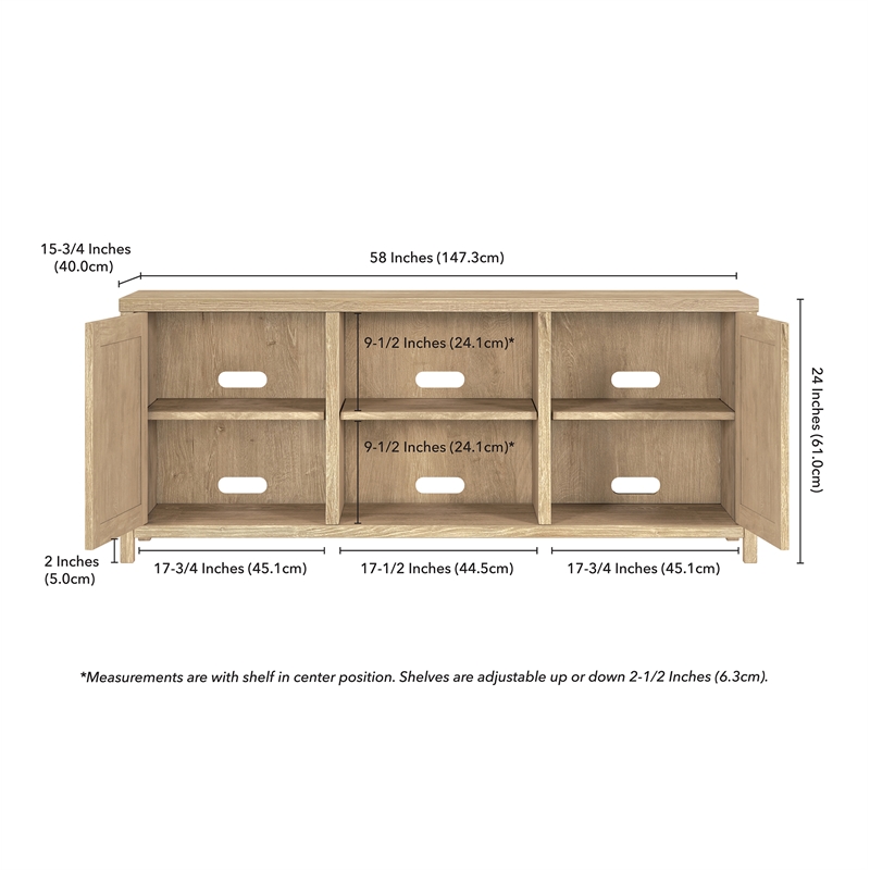 Henn&Hart Wood TV Stand For TVs Upto 58