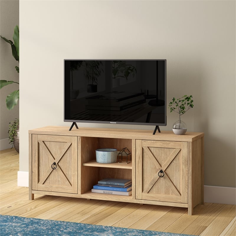 Henn&Hart Wood TV Stand For TVs Upto 58