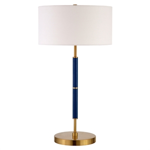 henn&hart two tone metal table lamp in brass with drum shade