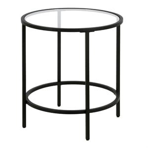 Henn&Hart 20&quot Blackened Bronze Metal/Glass Side Table