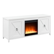 Henn&Hart White TV Stand with Crystal Fireplace Insert