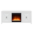 Henn&Hart White TV Stand with Crystal Fireplace Insert