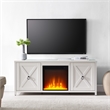 Henn&Hart White TV Stand with Crystal Fireplace Insert