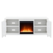 Henn&Hart White TV Stand with Crystal Fireplace Insert