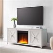 Henn&Hart White TV Stand with Crystal Fireplace Insert