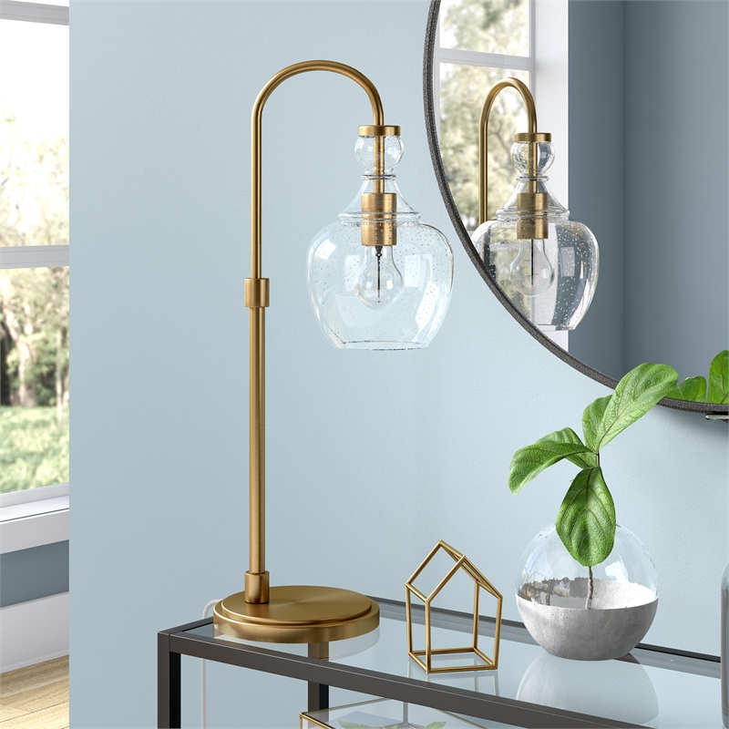 Henn Hart Brushed Brass Arc Table Lamp, Better Homes And Gardens Clear Glass Shade Table Lamp