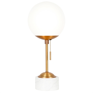 Henn&Hart 8&quot Brass/White Marble Marble/Metal/Glass Table Lamp