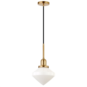 Henn&Hart 8&quot Brass Metal/Glass Pendant