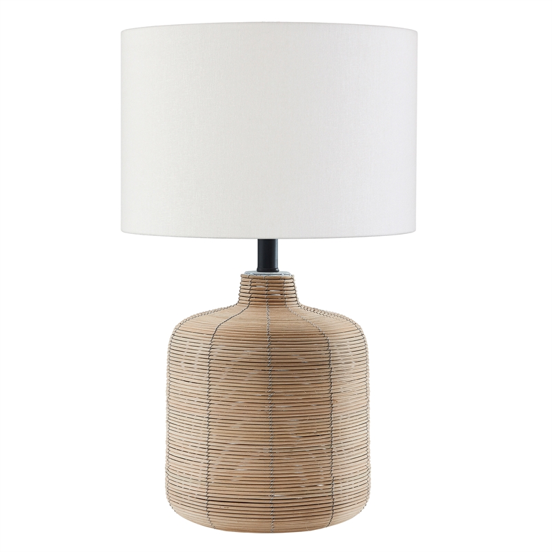 Henn&Hart Modern Petite Rattan Table Lamp with Brass Accents in Rattan/Blackened Steel 20 TL0659