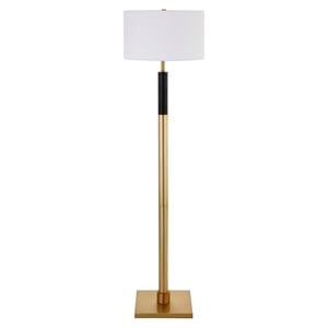 Henn&Hart 16&quot Brass/Matte Black Metal/Fabric Floor Lamp