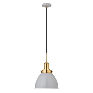 Henn&Hart 12&quot Matte Gray/Brass Metal Pendant