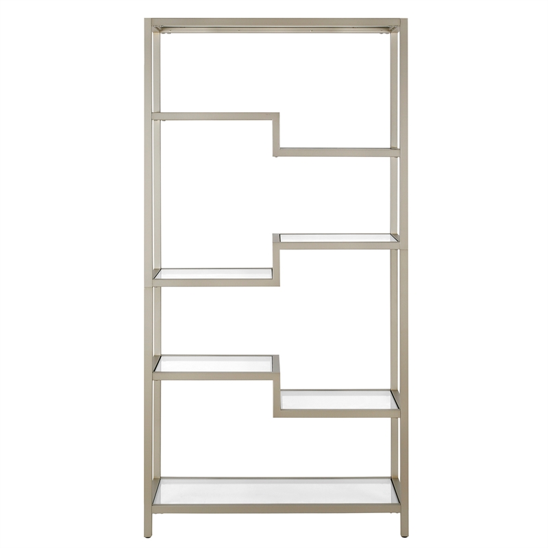 Henn&Hart 68 in. Satin Nickel Metal Bookcase