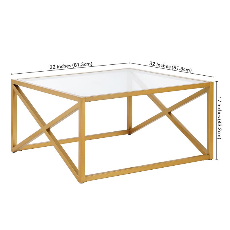 Henn&Hart Square Brass Finish Coffee Table