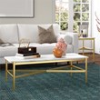 Henn&Hart Gold Finish Coffee Table with Faux Marble Top