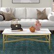 Henn&Hart Gold Finish Coffee Table with Faux Marble Top
