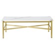 Henn&Hart Gold Finish Coffee Table with Faux Marble Top