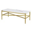 Henn&Hart Gold Finish Coffee Table with Faux Marble Top