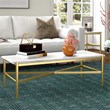 Henn&Hart Gold Finish Coffee Table with Faux Marble Top