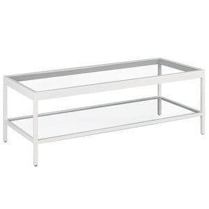 Henn&Hart 45&quot Steel and Tempered Glass Coffee Table in White