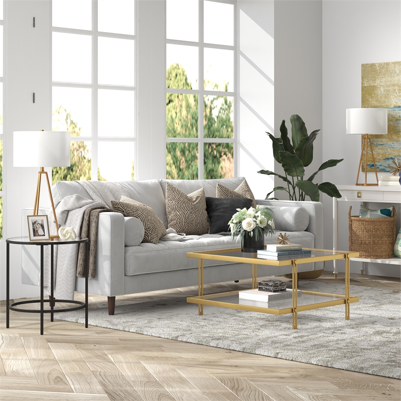 Henn&Hart Brass Finish Square Coffee Table
