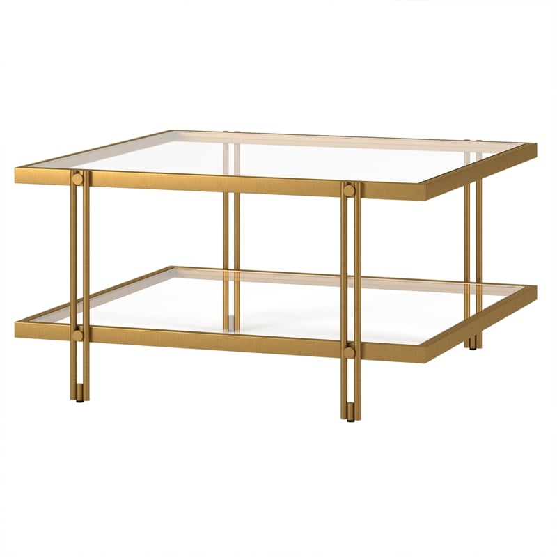 Henn&Hart Brass Finish Square Coffee Table