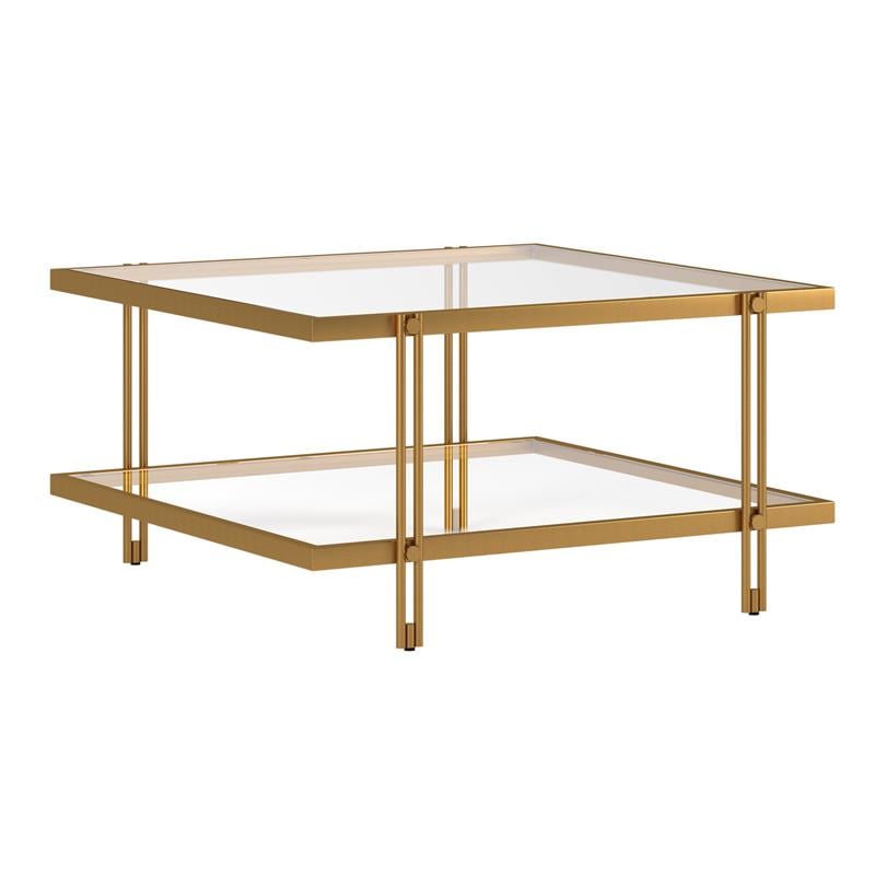 Henn&Hart Brass Finish Square Coffee Table