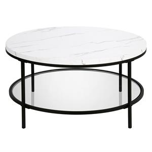 henn&hart blackened and faux marble round coffee table