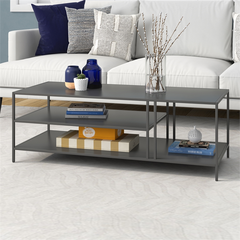 Henn&Hart Gunmetal Gray Coffee Table