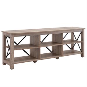 Henn&Hart 68&quot Gray Oak/Metal TV Stand