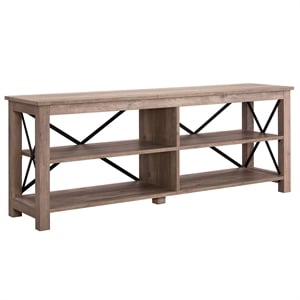 Henn&Hart 62&quot Gray Oak/Metal TV Stand