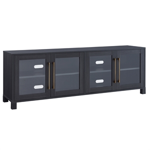 Henn&Hart 68&quot Engineered Wood and Glass TV Stand in Charcoal Gray