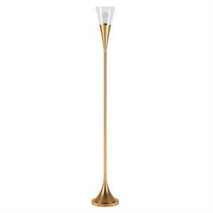 henn&hart brass torchiere floor lamp with clear glass shade
