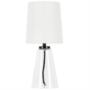Henn&Hart 7&quot Seeded Glass Metal/Glass/Fabric Mini Lamp
