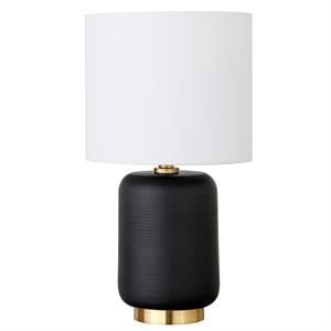 Henn&Hart 8&quot Matte Black Ceramic/Metal/Fabric Mini Lamp