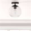 Henn&Hart Matte Black Semi Flush Mount Ceiling Light with Seeded Glass