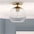 Henn&Hart Brass Semi Flush Mount Ceiling Light with Seeded Glass