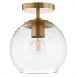 Henn&Hart Brass Semi Flush Mount Ceiling Light with Seeded Glass
