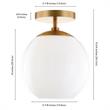 Henn&Hart Brass Semi Flush Mount Ceiling Light with White Milk Glass