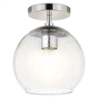 Henn&Hart Polished Nickel Semi Flush Mount Ceiling Light with Seeded Glass