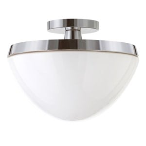 Henn&Hart 12&quot Polished Nickel Finish Metal/Glass Semi Flush Mount